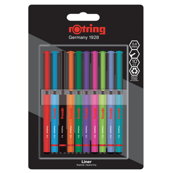 rotring Fineliner, Strichstärke: 0,4 mm, 4er Blister