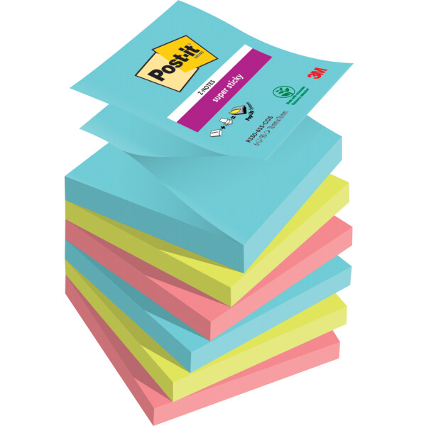 Post-it Haftnotizen super sticky z-notes, 76x76 mm, Carnival
