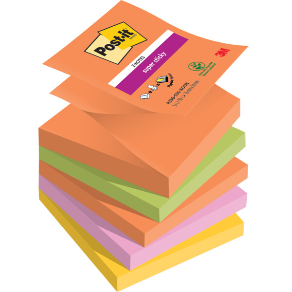 Post-it Haftnotizen super sticky z-notes, 76x76 mm, Carnival