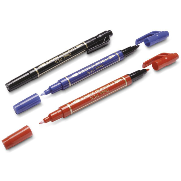 Pentel Permanent-Marker Pen, Doppelspitze, 3er Etui sortiert
