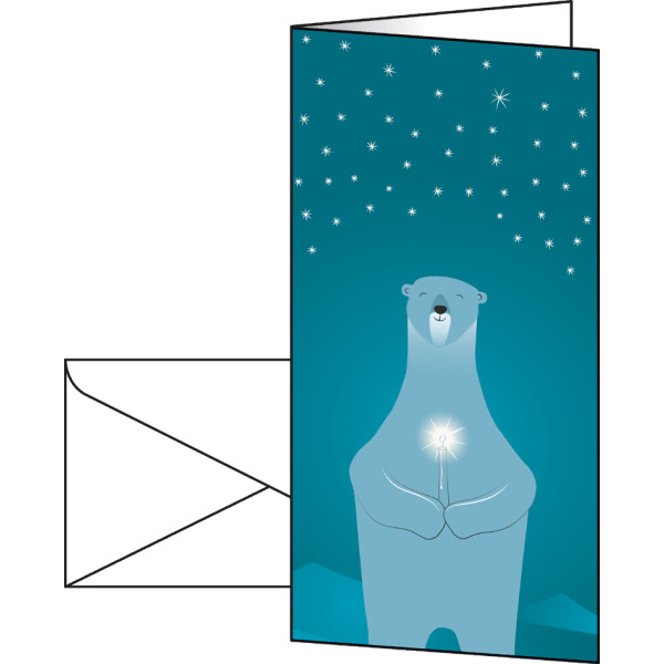 sigel Weihnachtskarte "Polar bear with candle", DIN A6