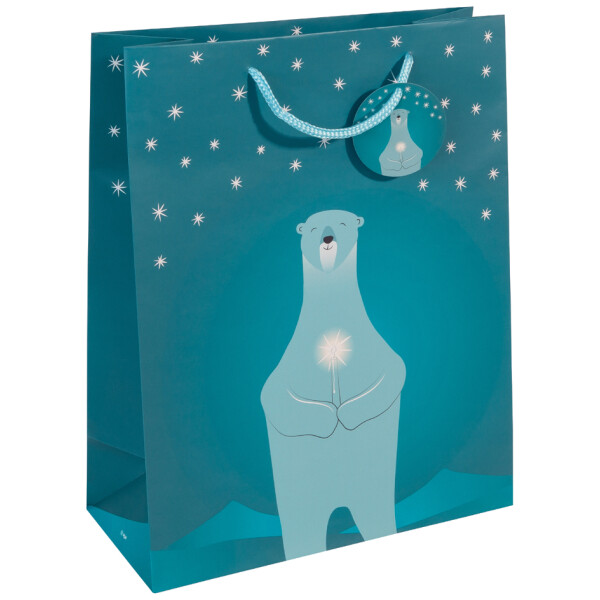 sigel Weihnachts-Geschenkt&uuml;te "Polar bear with candle",klein