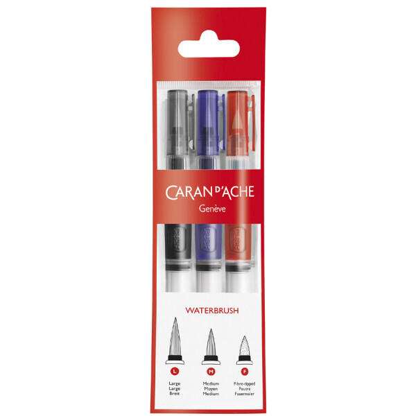 CARAN DACHE Aquarellpinselstift mit Wasserreservoir,3er Set