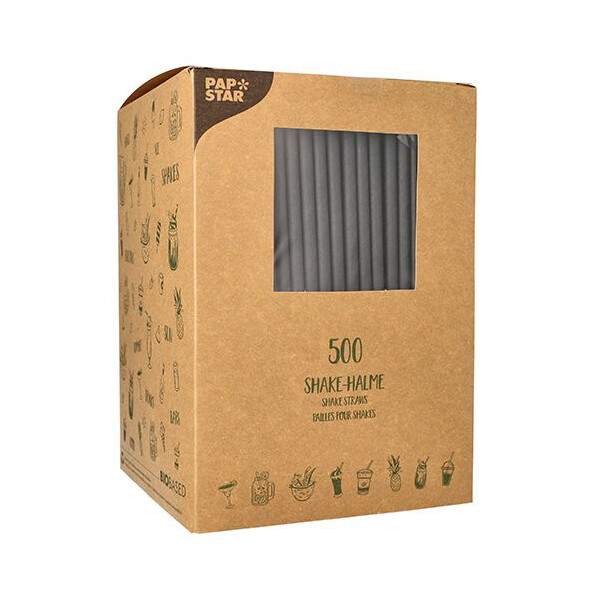 PAPSTAR Papier-Trinkhalm "pure", 250 mm, schwarz