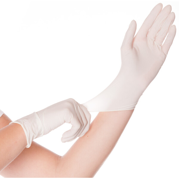 HYGOSTAR Latex-Handschuh SKIN, L, wei&szlig;, gepudert