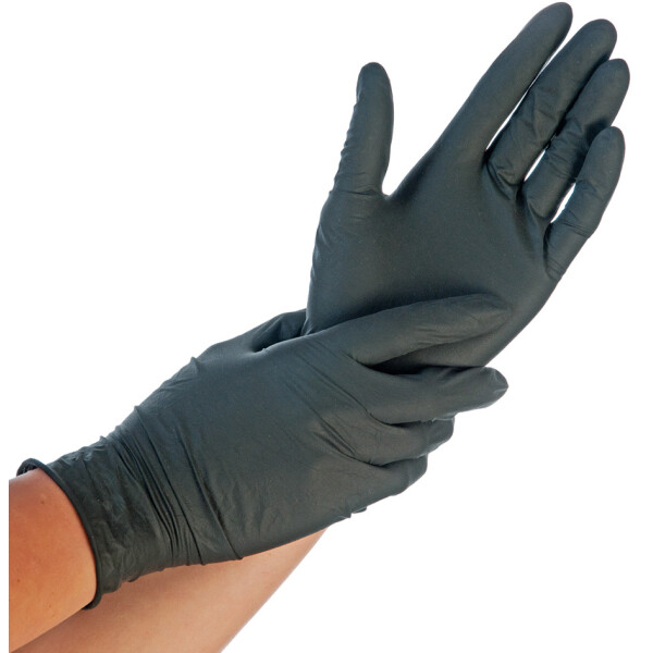 HYGOSTAR Nitril-Handschuh EXTRA SAFE, M, schwarz, puderfrei