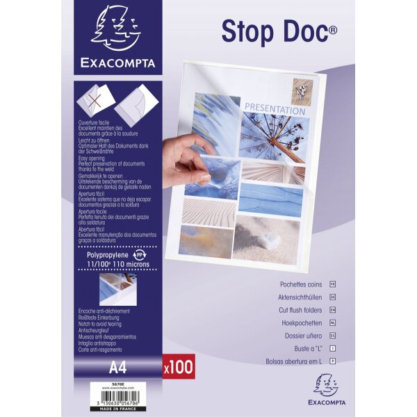 EXACOMPTA Sichth&uuml;lle Stop Doc, DIN A4, PP 0,11 mm, glasklar