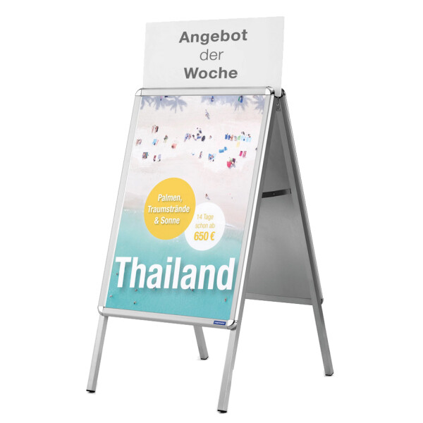 magnetoplan Topschild für Plakatständer SP A1, weiß