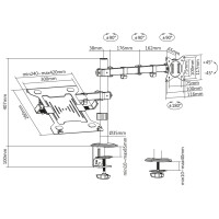 DIGITUS Universal Monitorarm mit Notebookhalterung, schwarz