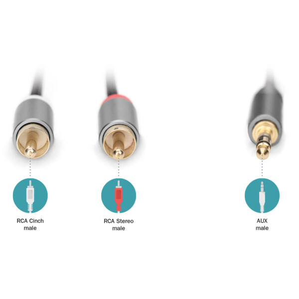 DIGITUS Stereo-Audioadapterkabel, Klinke - Cinch, 1,8 m