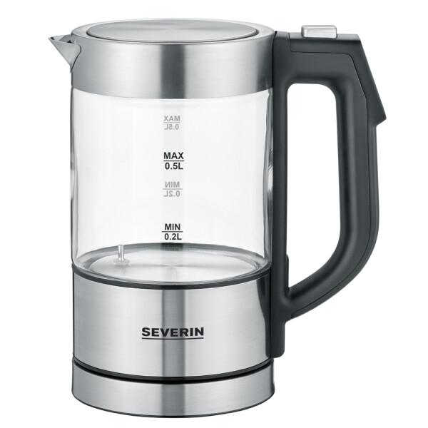 SEVERIN Mini-Wasserkocher WK 3458, 0,5 Liter, Glas Edelstahl