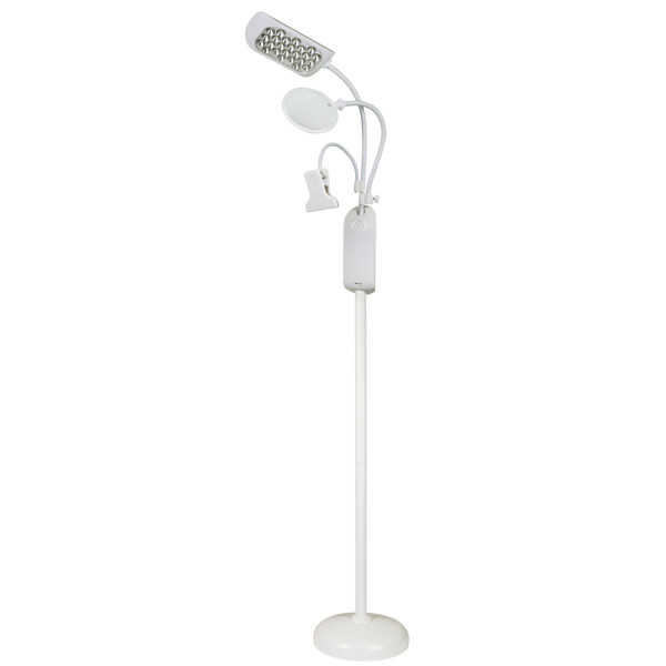 KLEIBER LED-Stehleuchte mit Klemme & Lupe, weiß