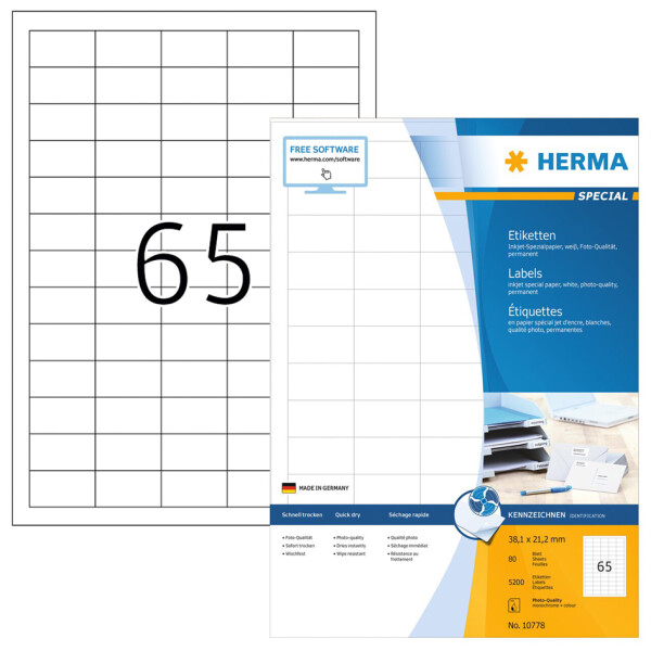 HERMA Inkjet-Etiketten, 97 x 33,8 mm, wei&szlig;