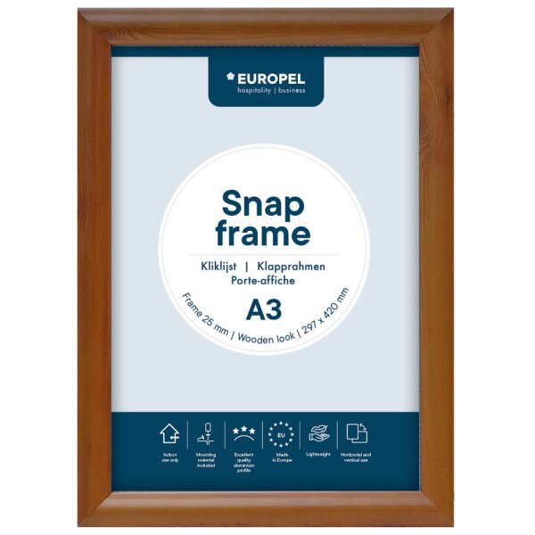 EUROPEL Plakatrahmen Premium, DIN A3, 25 mm, Holzoptik