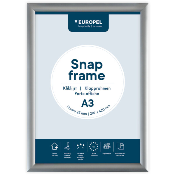 EUROPEL Plakatrahmen Premium, DIN A4, 25 mm, silber eloxiert