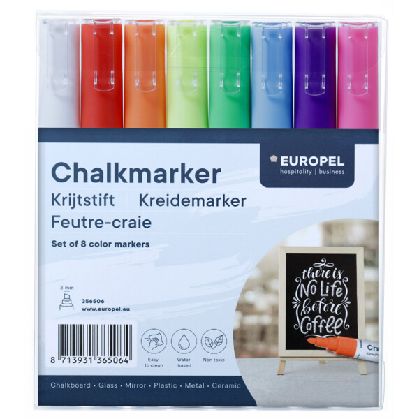 EUROPEL Kreidemarker 6 mm, 8er Etui, farbig sortiert