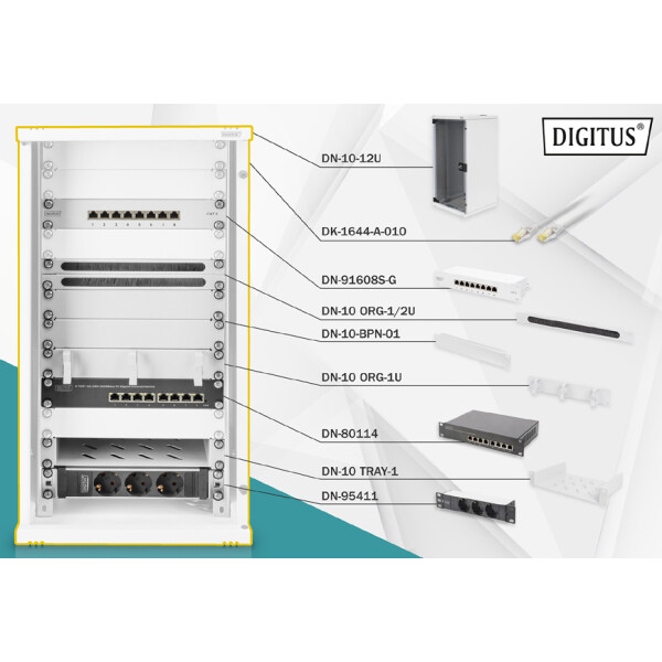 DIGITUS 10" Netzwerk-Set, 12 HE, (B)312 x (T)300 mm, schwarz