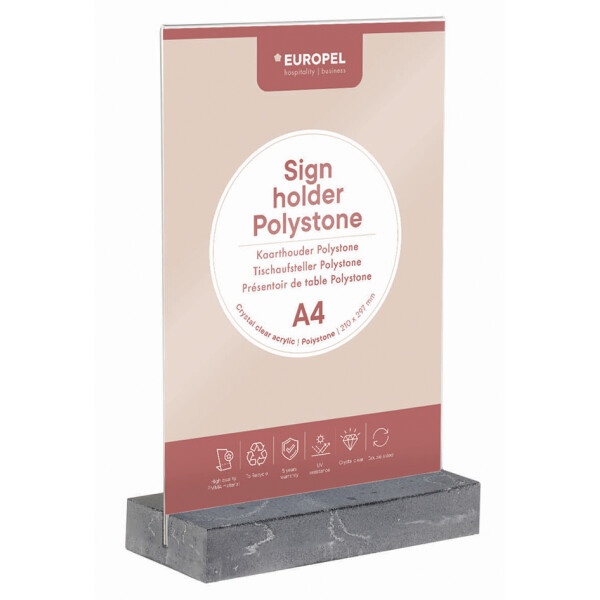 EUROPEL Tischaufsteller, DIN A4 hoch, Polystone anthrazit