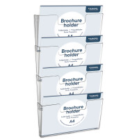 EUROPEL Wand-Prospekthalter, A4 quer, 4 Fächer,...