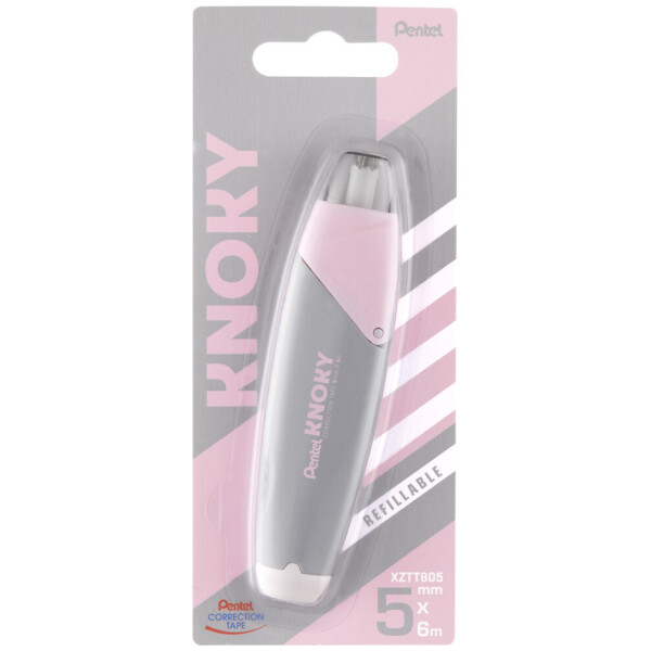 Pentel Mehrweg-Korrekturroller KNOKY, 5 mm x 6 m, grau