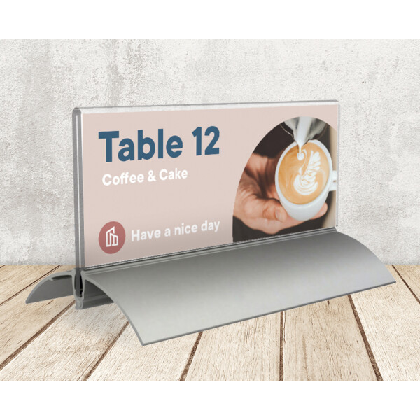 EUROPEL Tisch-Namenschild, 61 x 210 mm, Aluminiumsockel