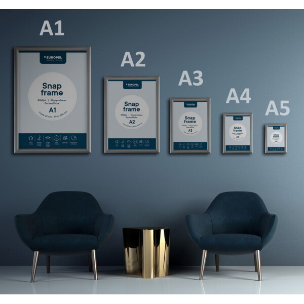 EUROPEL Plakatrahmen Premium, DIN B2, 25 mm, silber eloxiert
