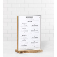 EUROPEL Tischaufsteller Deluxe, DIN A6 hoch, Holzsockel