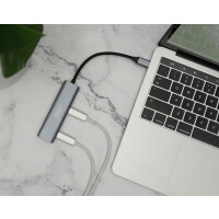 DIGITUS USB-C Hub, 4 Port, 4x USB-C 3.1 Gen 1, dunkelgrau