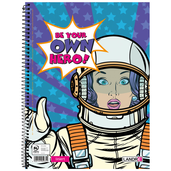 LANDRÉ Collegeblock "BE YOUR OWN HERO", DIN A4, kariert