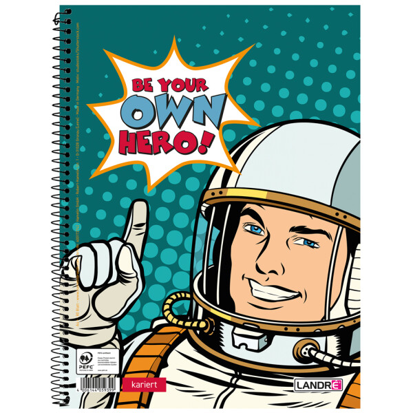 LANDRÉ Collegeblock "BE YOUR OWN HERO", DIN A4, kariert