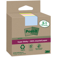 Post-it Super Sticky Recycling Notes, 76 x 76 mm, farbig
