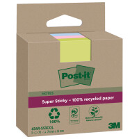 Post-it Super Sticky Recycling Notes, 76 x 76 mm, farbig