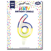 Clairefontaine Zahlenkerze "Glitter", Ziffer: 6