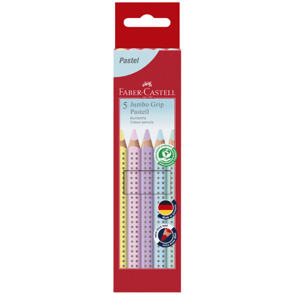 FABER-CASTELL Buntstifte Jumbo GRIP, 10 Farben Sortiert, Kartonetui Mit