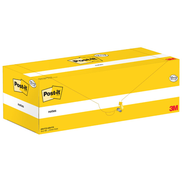 Post-it Notes Haftnotizen, 76 x 76 mm, gelb, 12+12 GRATIS
