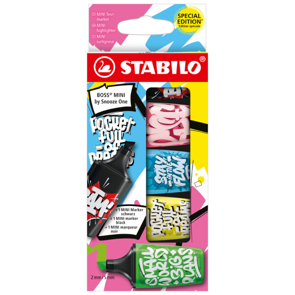 STABILO Textmarker BOSS MINI by Snooze One, 3er Etui