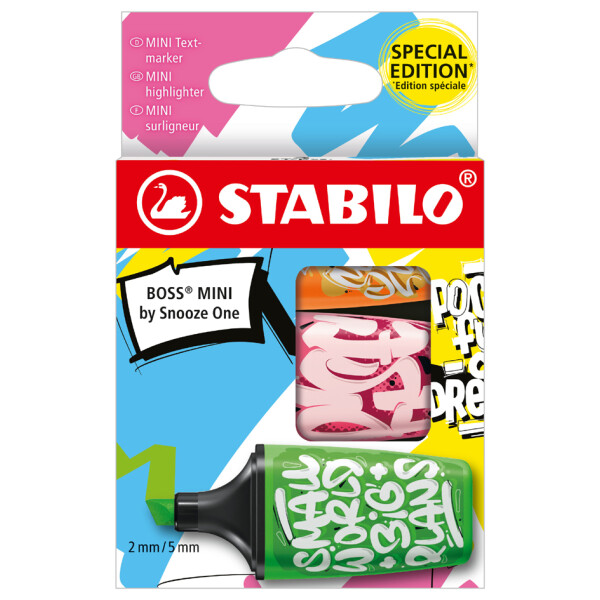 STABILO Textmarker BOSS MINI by Snooze One, 3er Etui