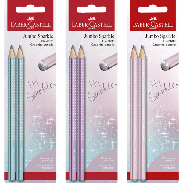 FABER-CASTELL Bleistiftset Jumbo GRIP SPARKLE, sortiert