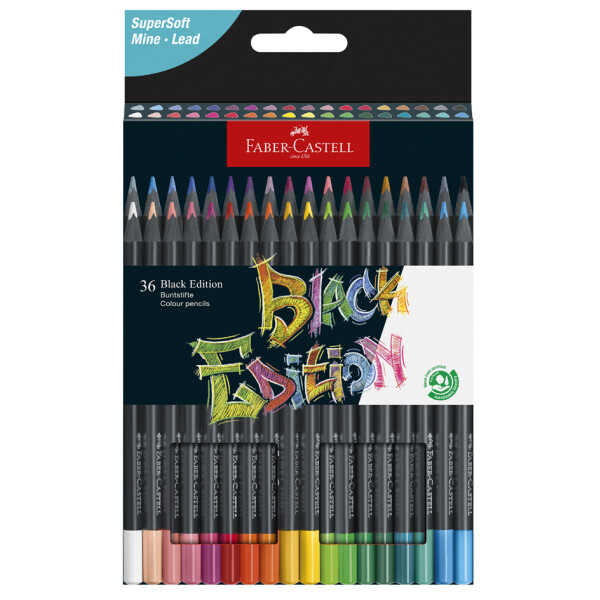 FABER-CASTELL Dreikant-Buntstifte Black Edition, 100er Etui