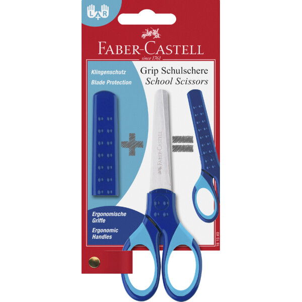 FABER-CASTELL Schulschere GRIP, türkis, auf Blisterkarte