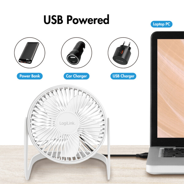 LogiLink USB-Schreibtisch-Ventilator, 40 dB, weiß