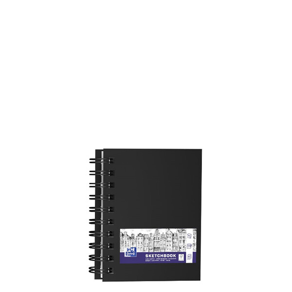 Oxford Skizzenbuch Spiralbindung, DIN A5, 50 Blatt, schwarz
