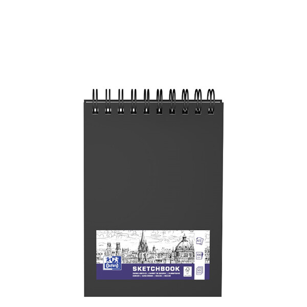 Oxford Skizzenbuch Spiralbindung, DIN A5, 50 Blatt, schwarz