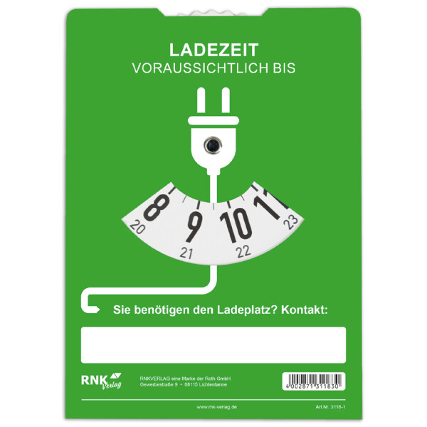 RNK Verlag Parkscheibe mit Ladescheibe, Karton, blau grün