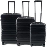 JSA Reisetrolley-Set, 50% recycletes ABS, 3er Set, schwarz