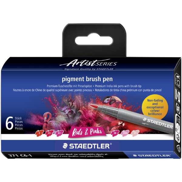 STAEDTLER Fasermaler pigment brush pen "Reds &amp; Pinks"
