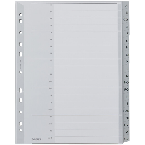 LEITZ Kunststoff-Register, A-Z, A4 Überbreite, 20-teilig