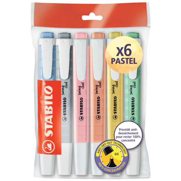 STABILO Textmarker swing cool PASTEL, 6er Ecopack