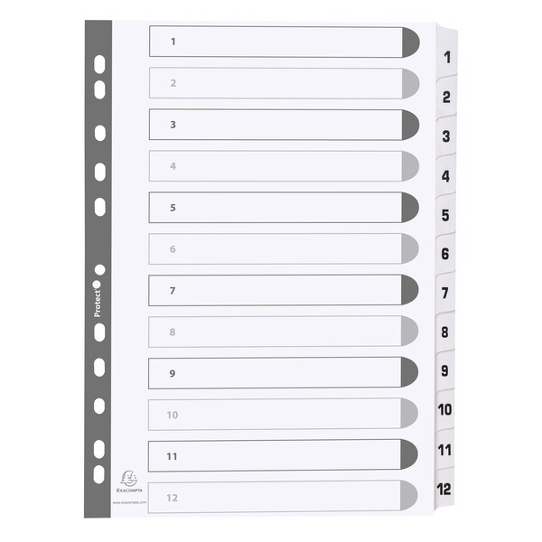 EXACOMPTA Karton-Register 1-20, DIN A4, wei&szlig;, 20-teilig