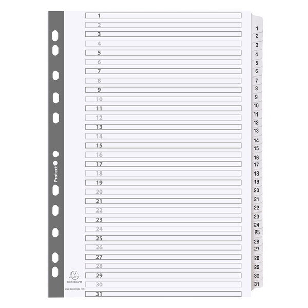 EXACOMPTA Karton-Register 1-20, DIN A4, wei&szlig;, 20-teilig